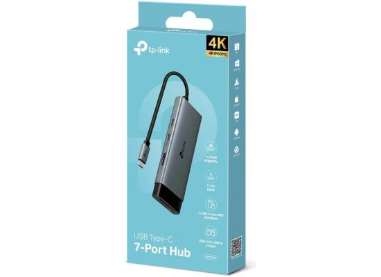 Tp-Link UH7020C USB Type-C 7 in 1 Hub, 4K HDMI, SD & microSD UHS-I, PD 100W, USB 3.0, Plug & Play, Mac, Windows, Linux, iPadOS, iOS, Android, Chrome